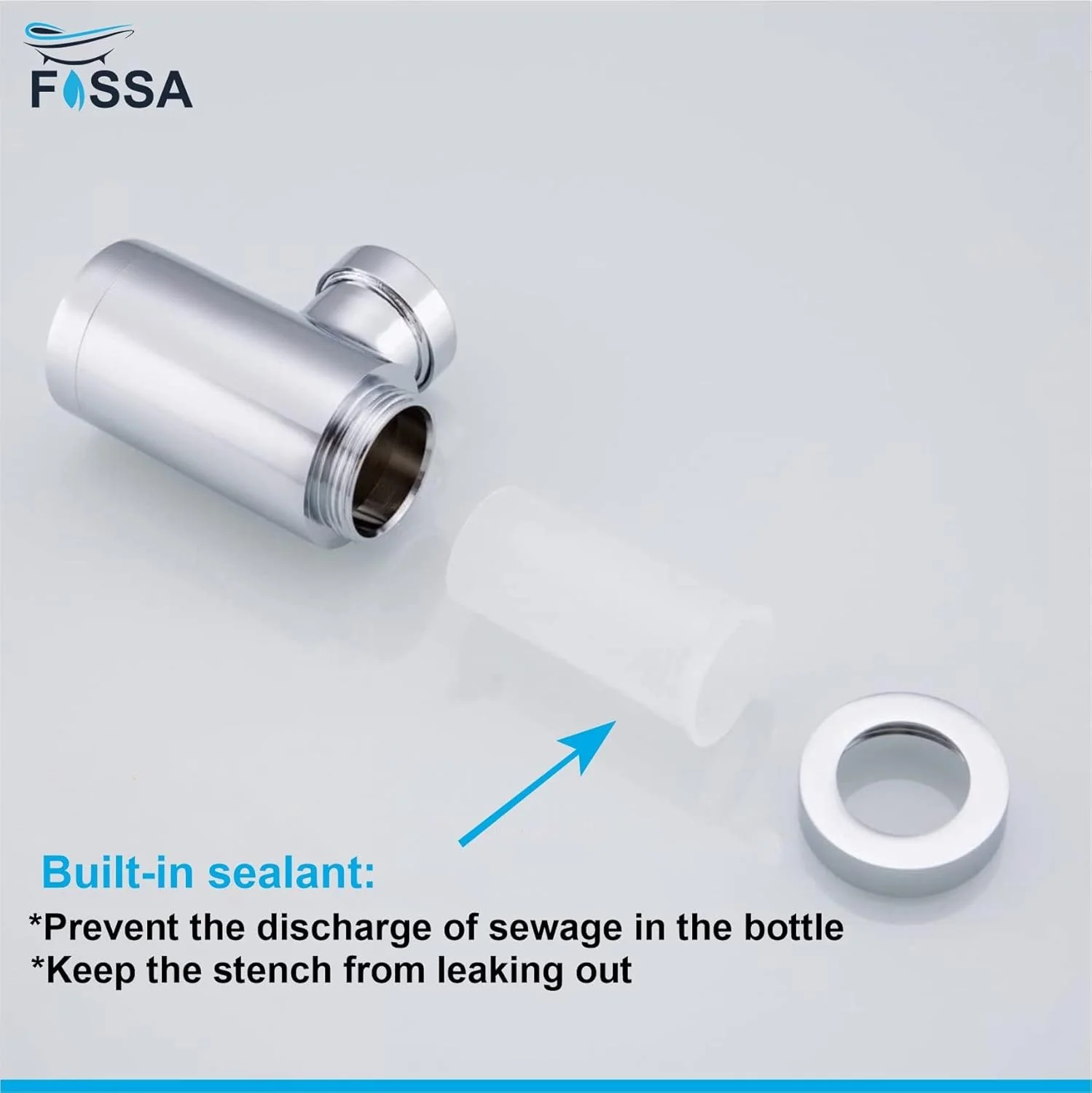 12 inch Stainless Steel Silver Bottle Trap with Flange - Image 5