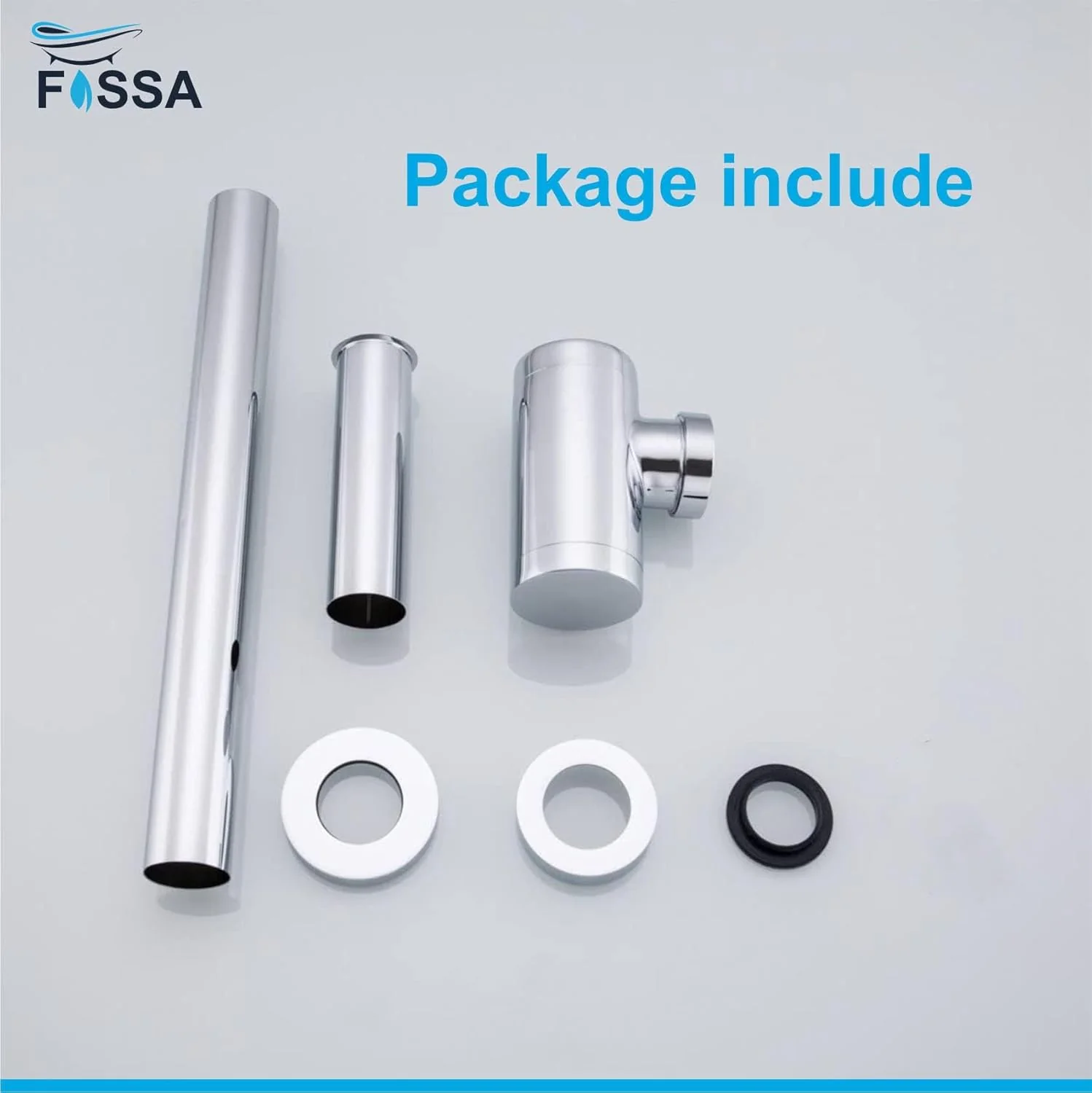 12 inch Stainless Steel Silver Bottle Trap with Flange - Image 6