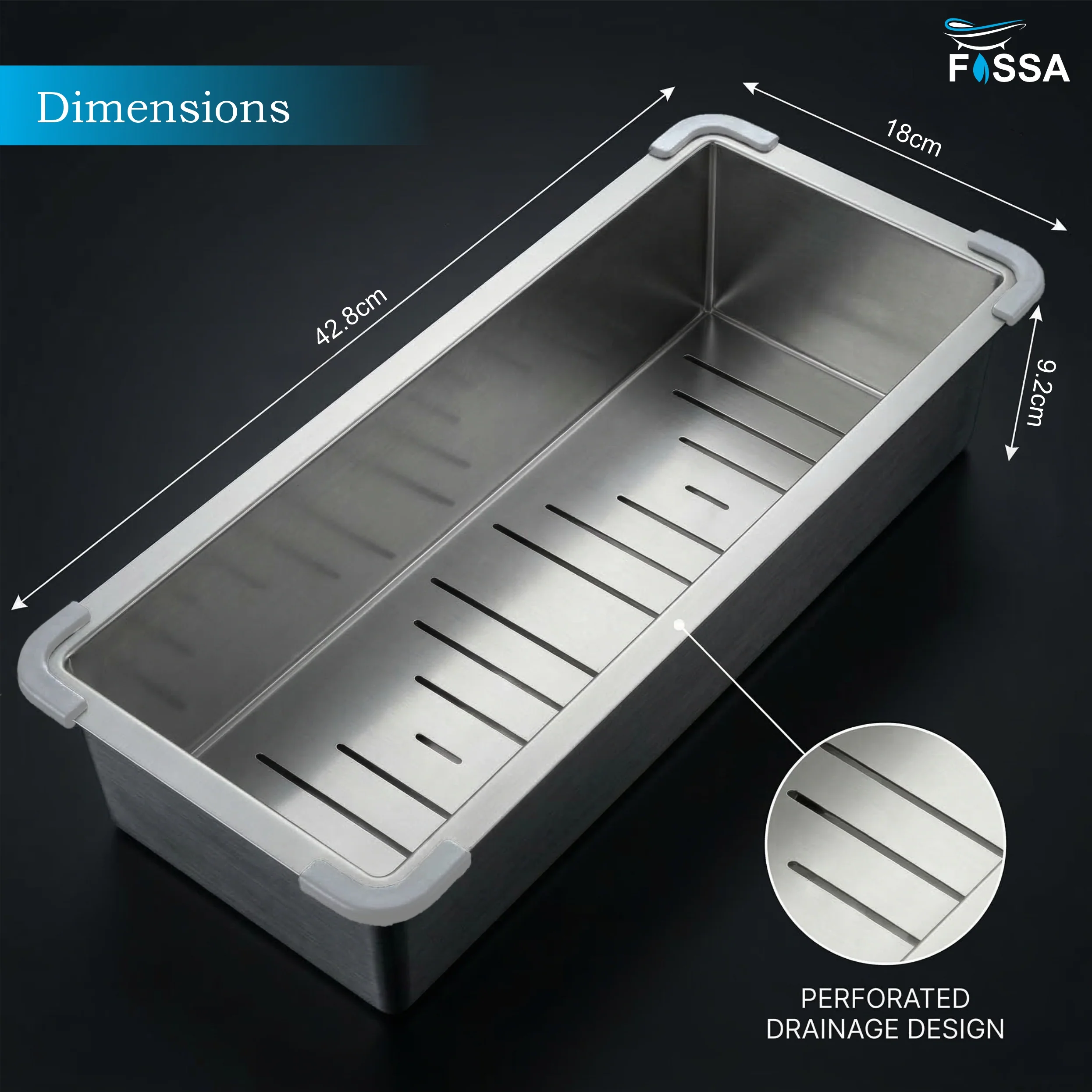 17"x4" 304 Stainless Steel Handmade Colander for Single & Double Bowl Kitchen Sink - Matte Silver - Image 6