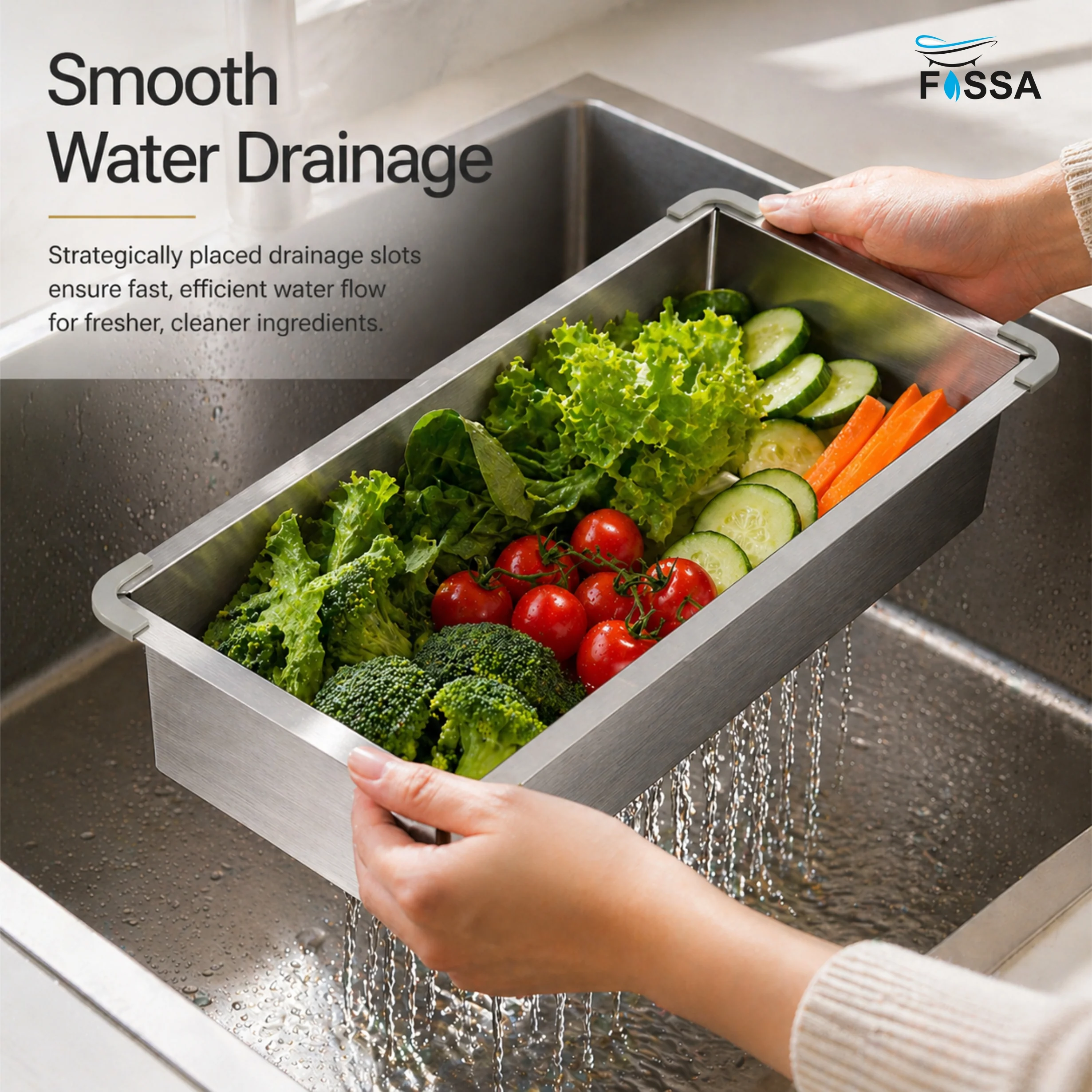 17"x4" 304 Stainless Steel Handmade Colander for Single & Double Bowl Kitchen Sink - Matte Silver - Image 9