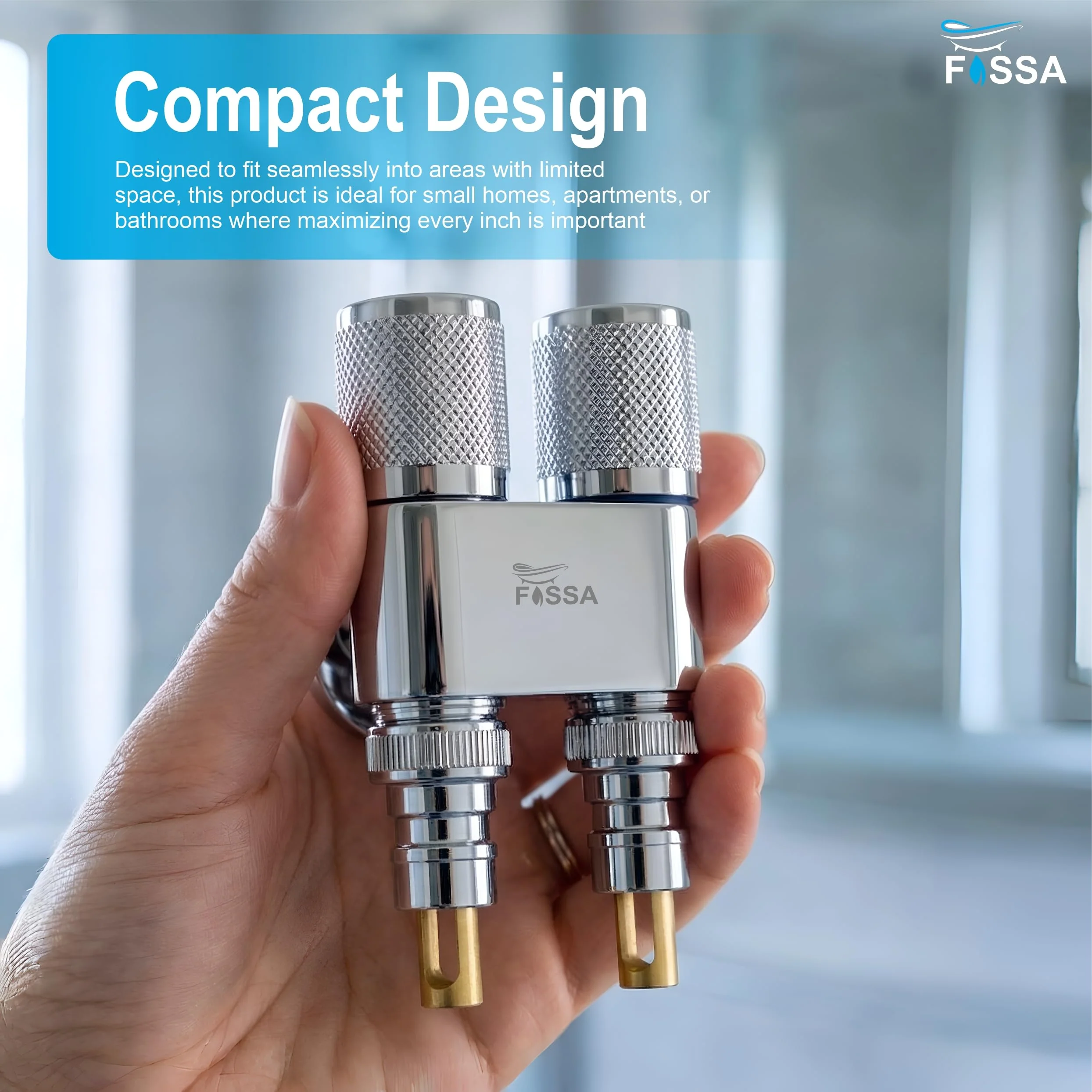 2 Way Galaxy Silver SS Washing Machine Angle Valve with Nozzle - Image 4