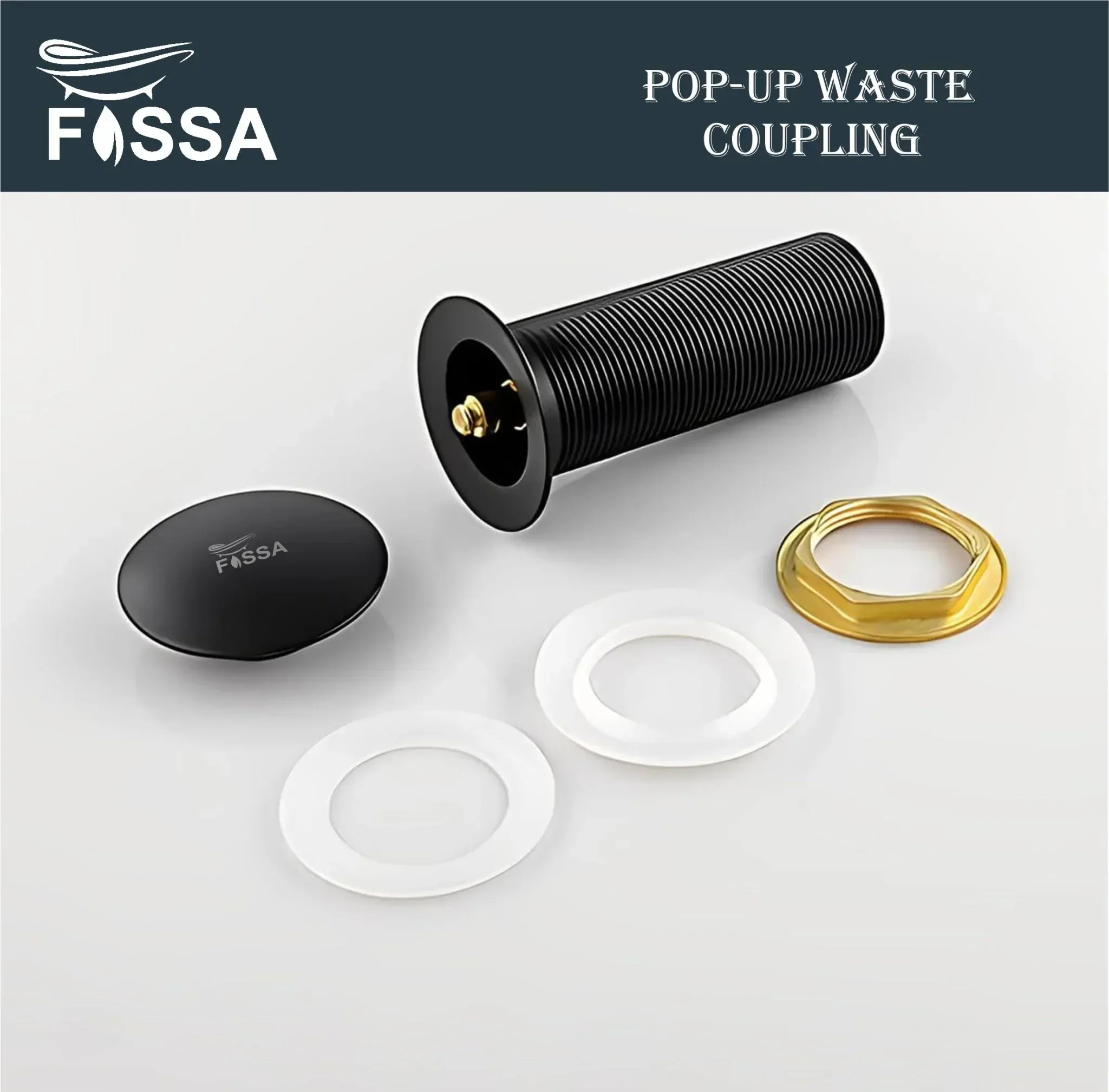 3 Inch Black Brass Pop Up Waste Coupling - Image 4