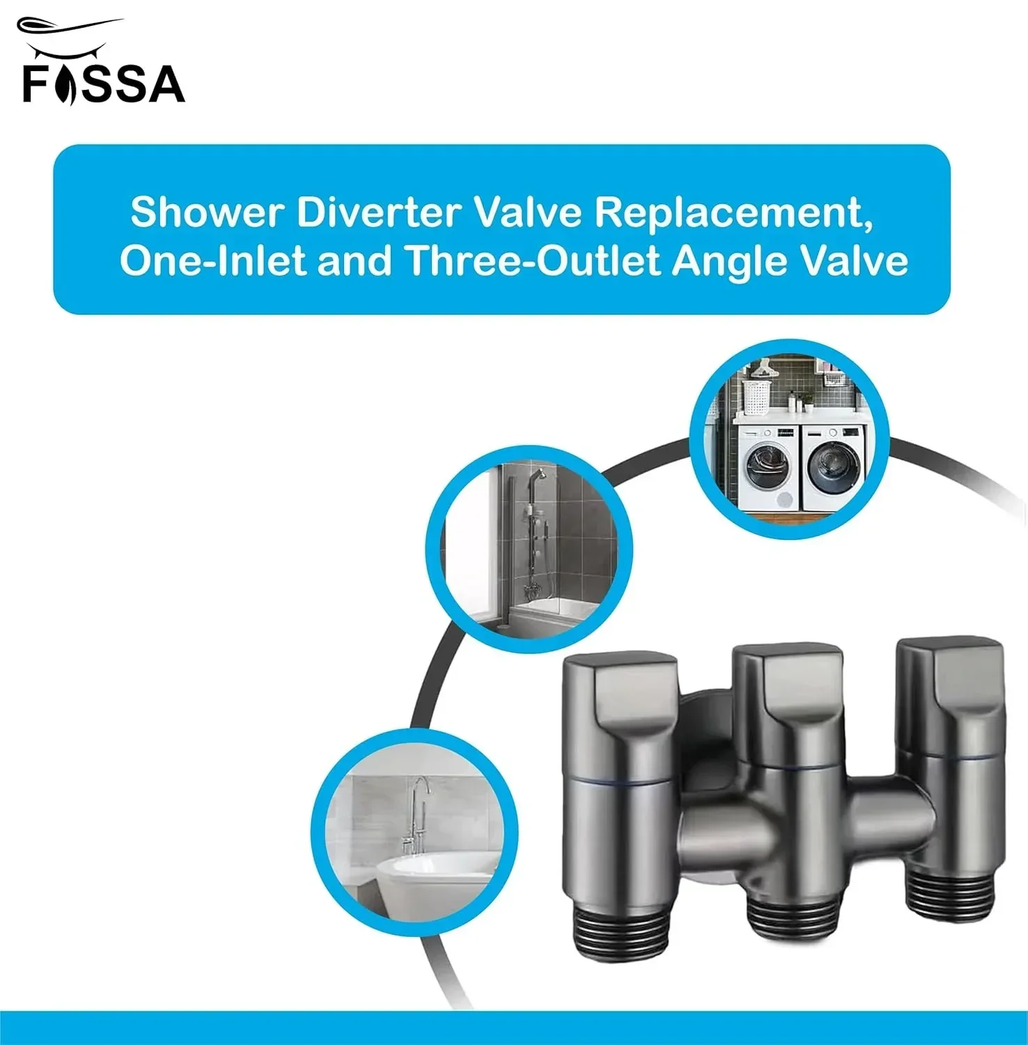 3 in 1 Outlet Laundry Faucet Black Stainless Steel Angle Valve - Image 3