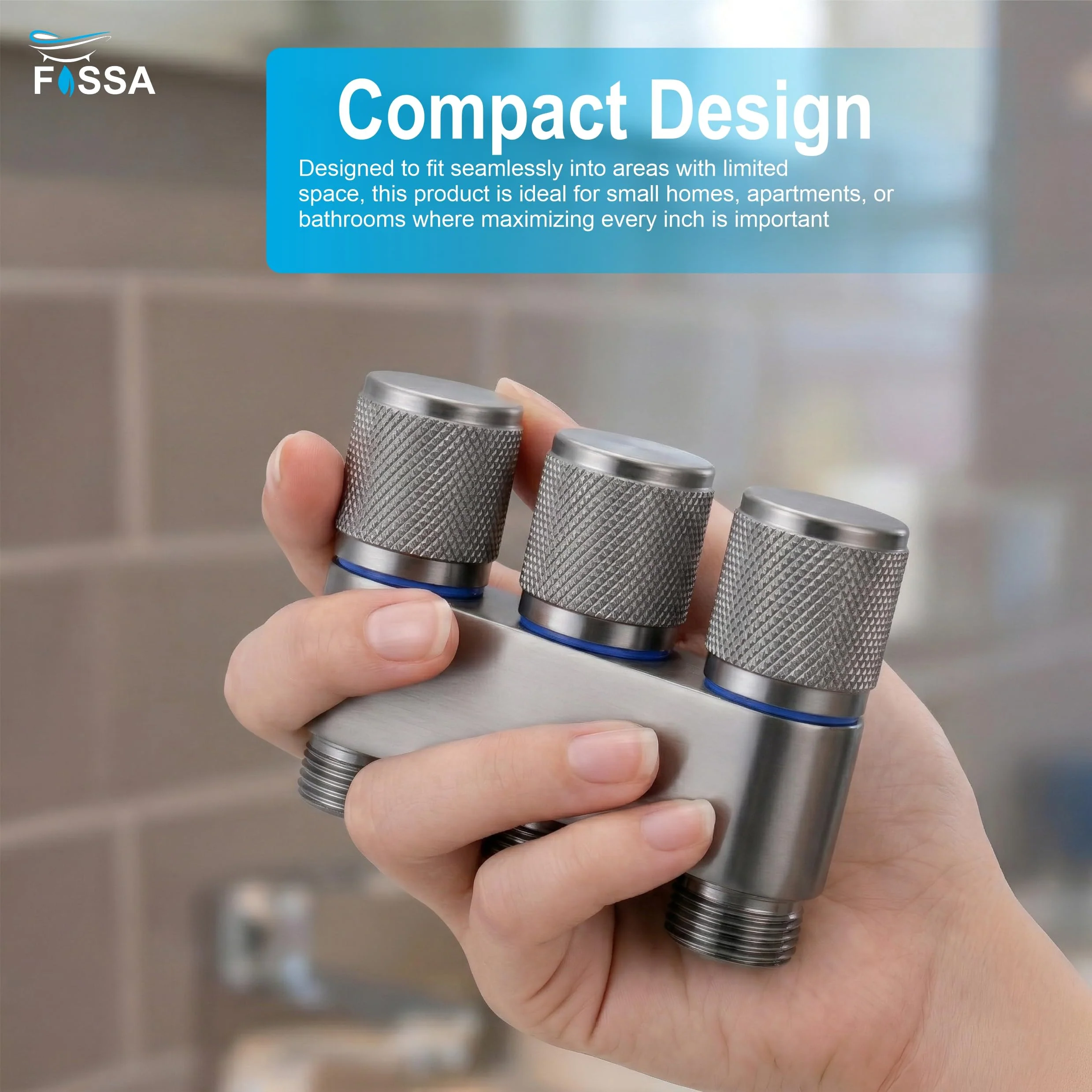 Galaxy 3  Way Grey  Stainless Steel Laundry Angle Valve Without Nozzle - Image 3
