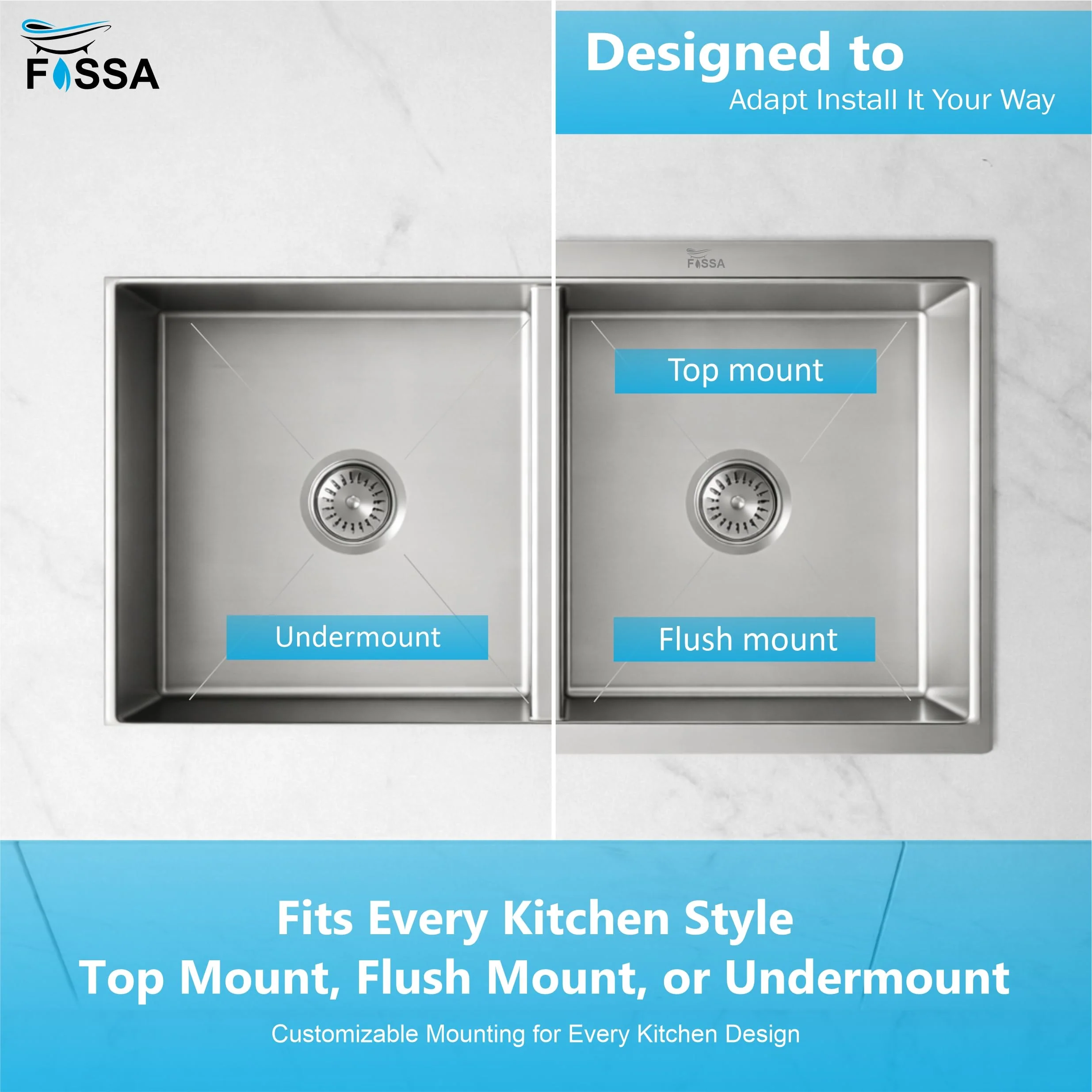 Aqua 304 Handmade  (42 x 20 x 09 ) Inch SS Double bowl Bowl Round Coupling Silver Kitchen Sink - Image 3