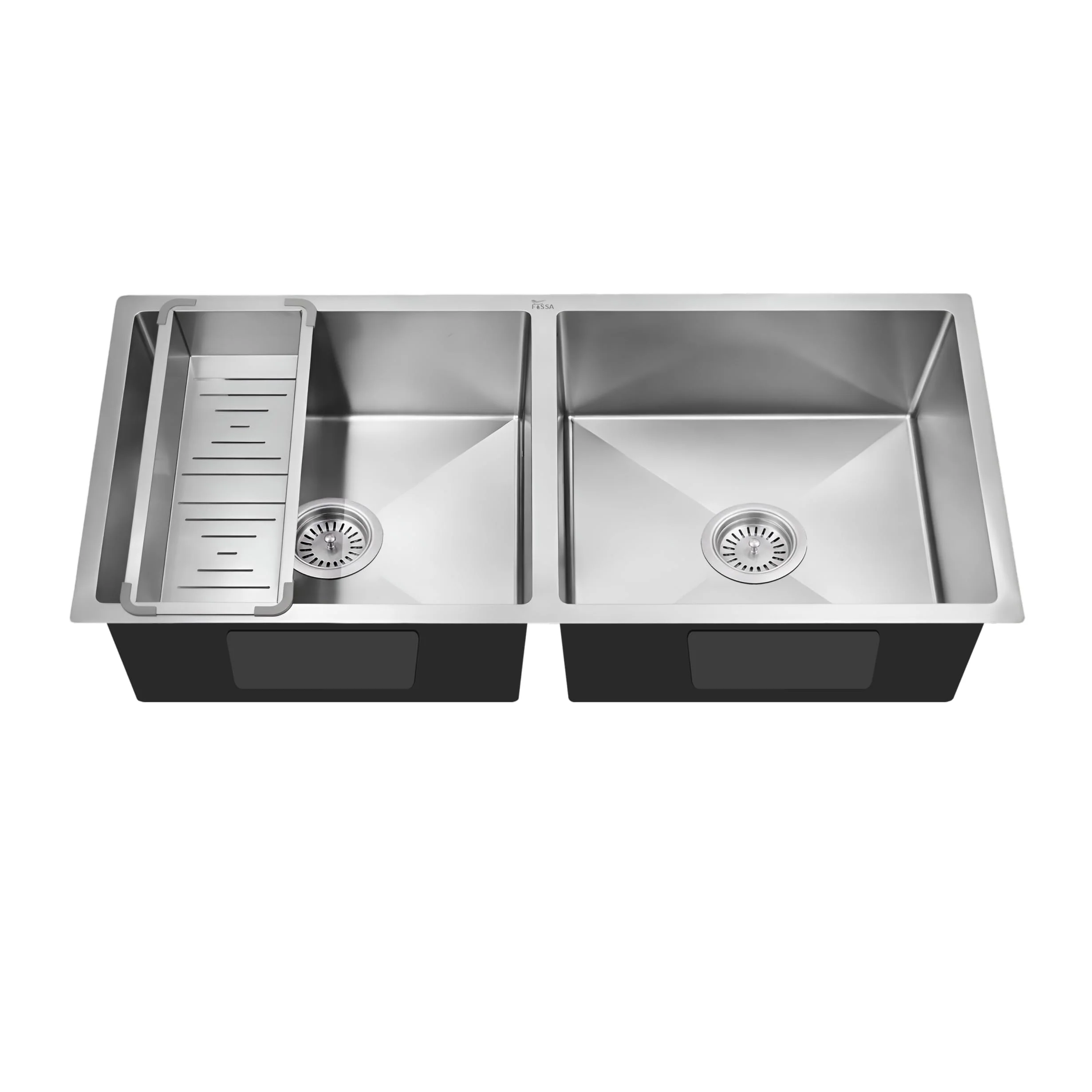 Aqua 304 Handmade  (42 x 20 x 09 ) Inch SS Double bowl Bowl Round Coupling Silver Kitchen Sink - Image 8