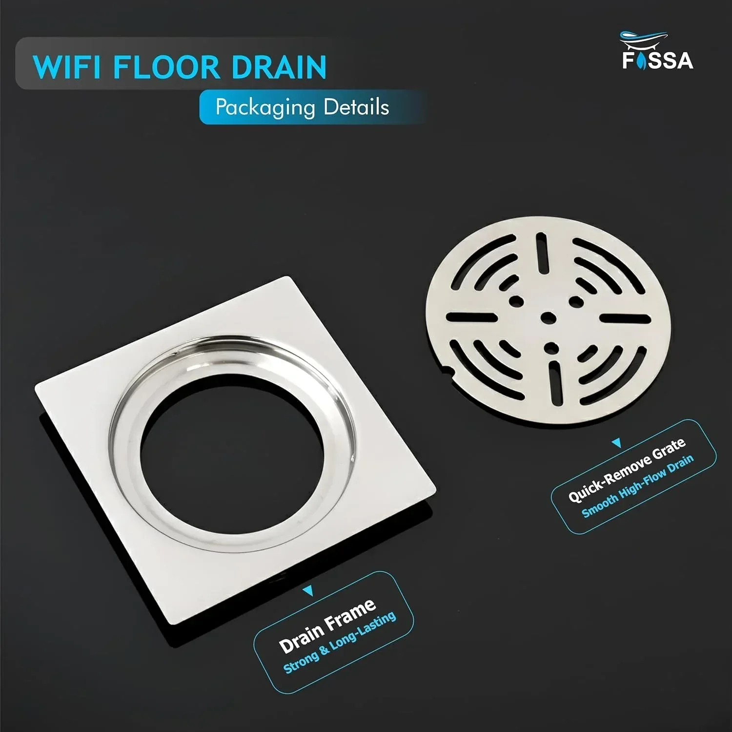 Wifi Floor Drain (5 x 5 Inches) Premium Stainlees Steel - Image 5