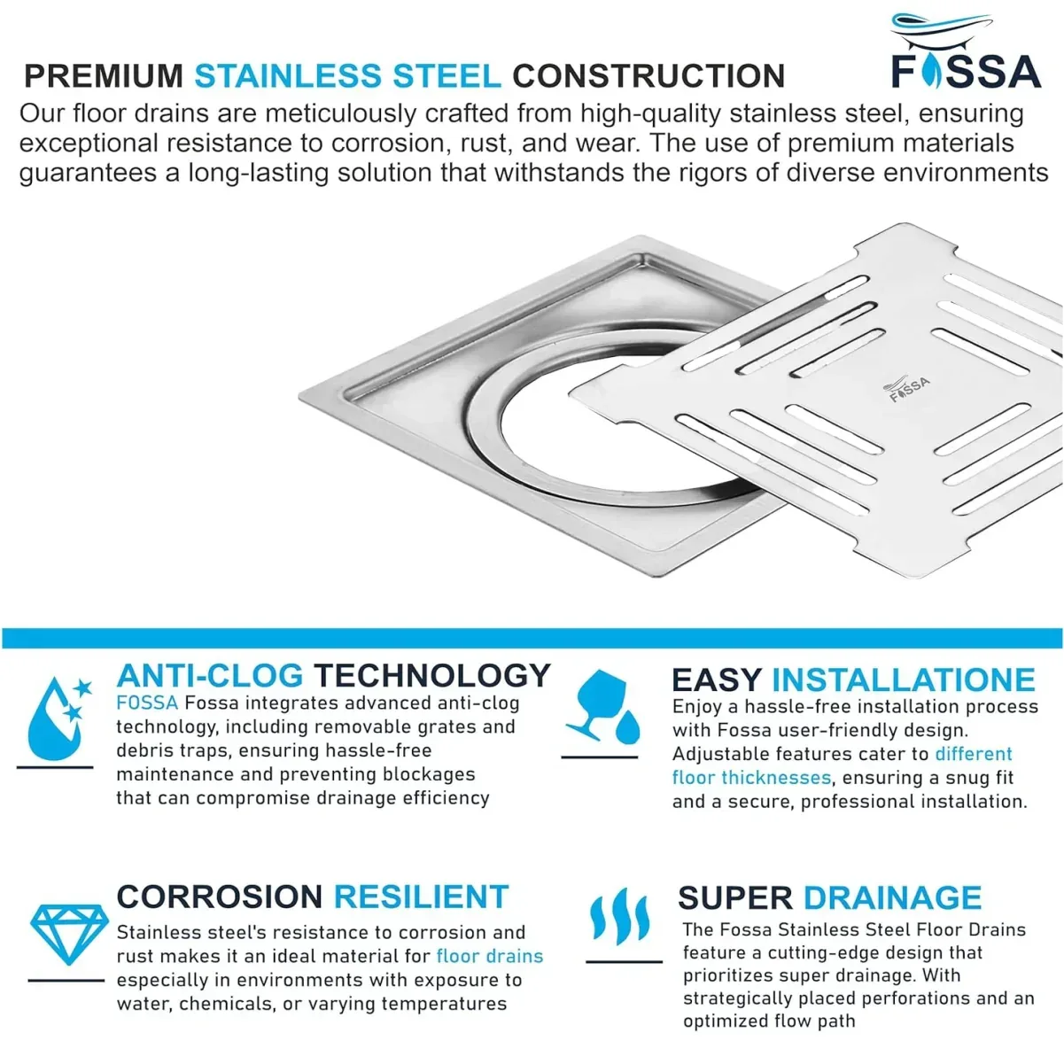 Maze Floor Drain (5 x 5 Inches) Premium Stainlees Steel - Image 3
