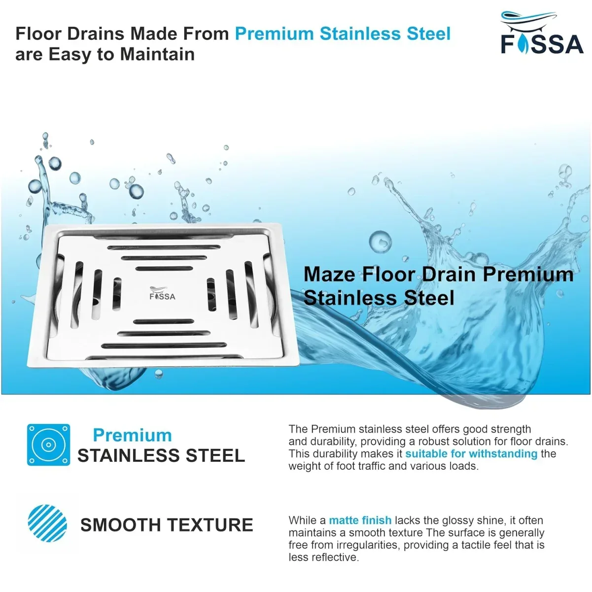 Maze Floor Drain (5 x 5 Inches) Premium Stainlees Steel - Image 5