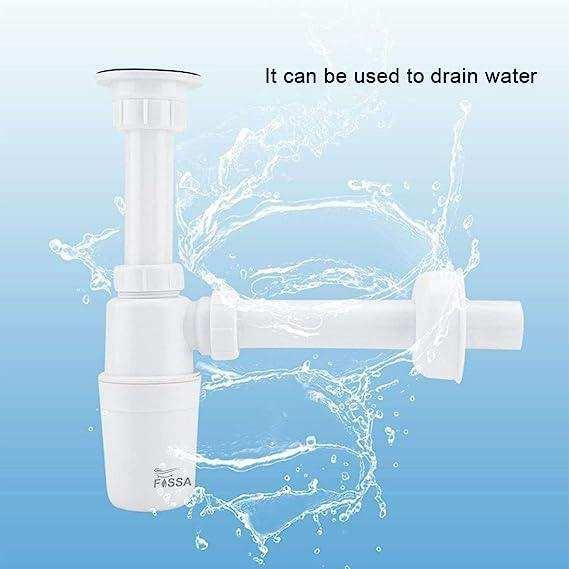 12 inch ABS White Bottle Trap with Flange - Image 3