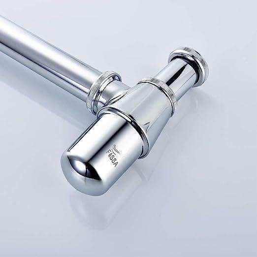 12 inch Brass Silver Bottle Trap with Flange - Image 3