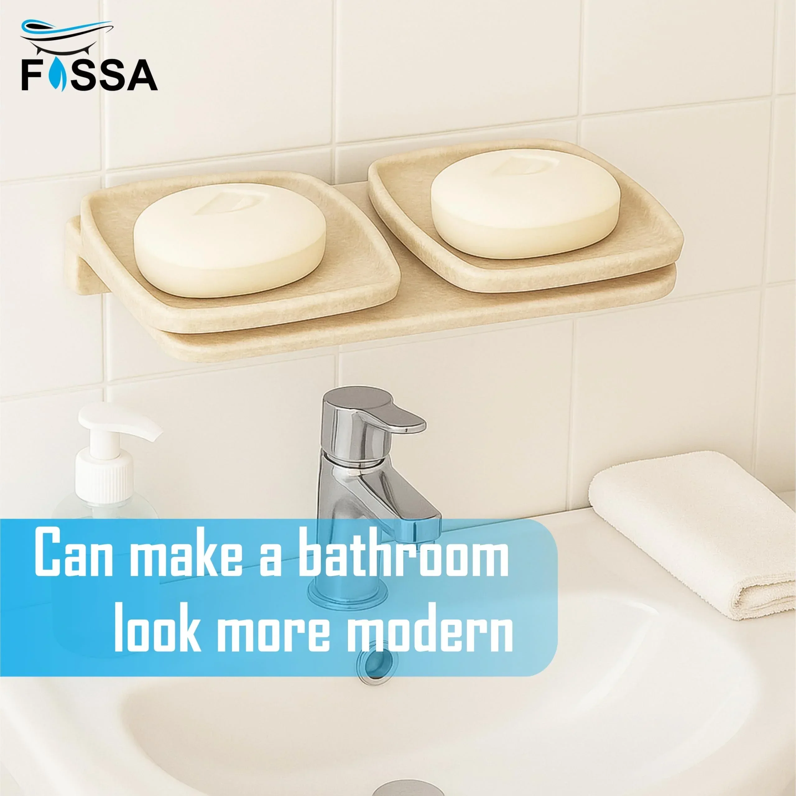 Ivory Double Soap Dish Unbreakable Abs Square Ceramic Finish (RM-116) - Image 6