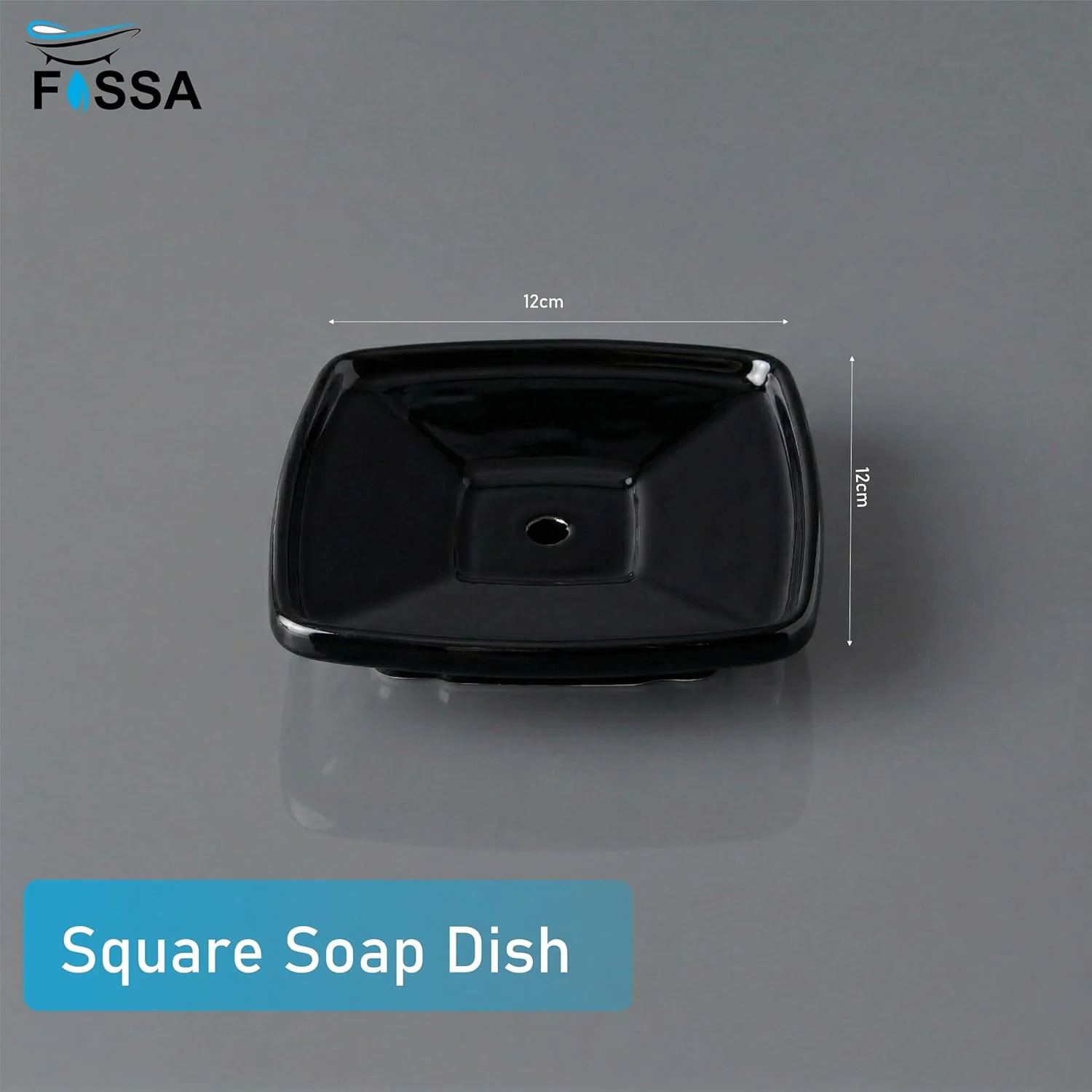Ceramic Black Unbreakable Soap Dish Square Glossy Finish (RB-115) - Image 2