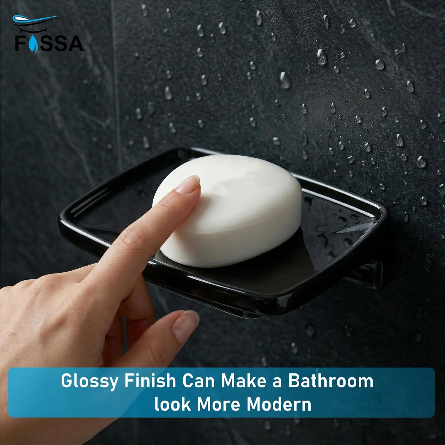 Ceramic Black Unbreakable Soap Dish Square Glossy Finish (RB-115) - Image 3