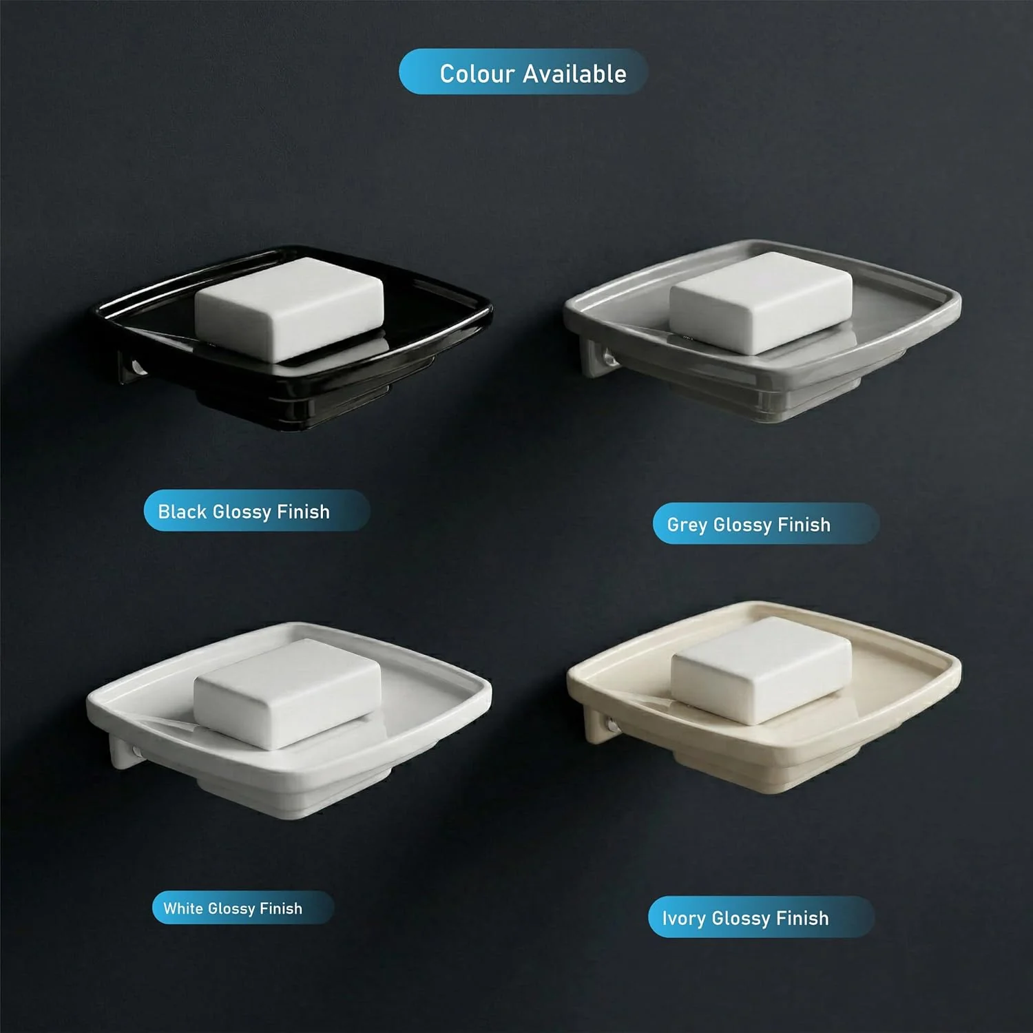 Ceramic Black Unbreakable Soap Dish Square Glossy Finish (RB-115) - Image 7