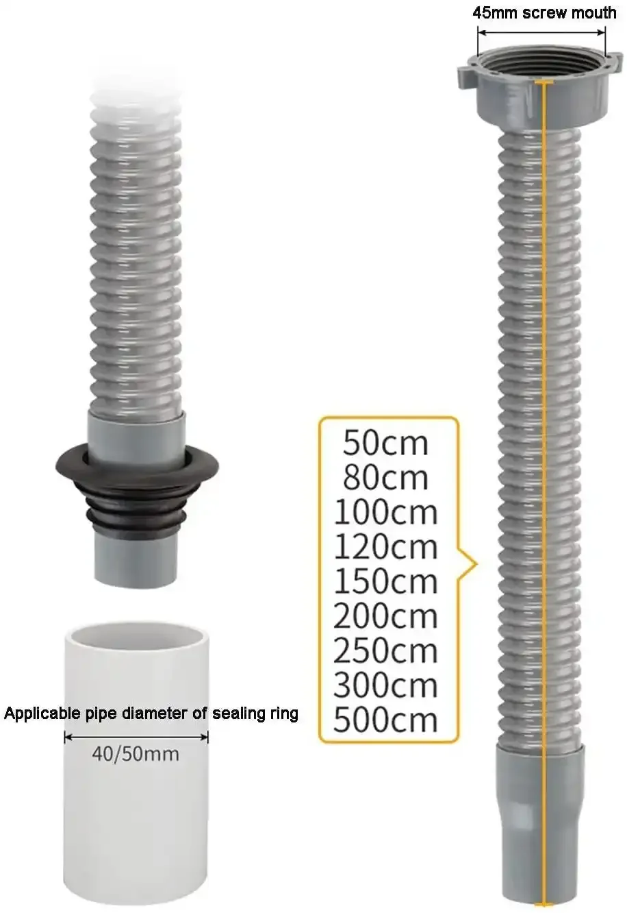 Kitchen Sink Flexible Waste Pipe Grey - Image 5