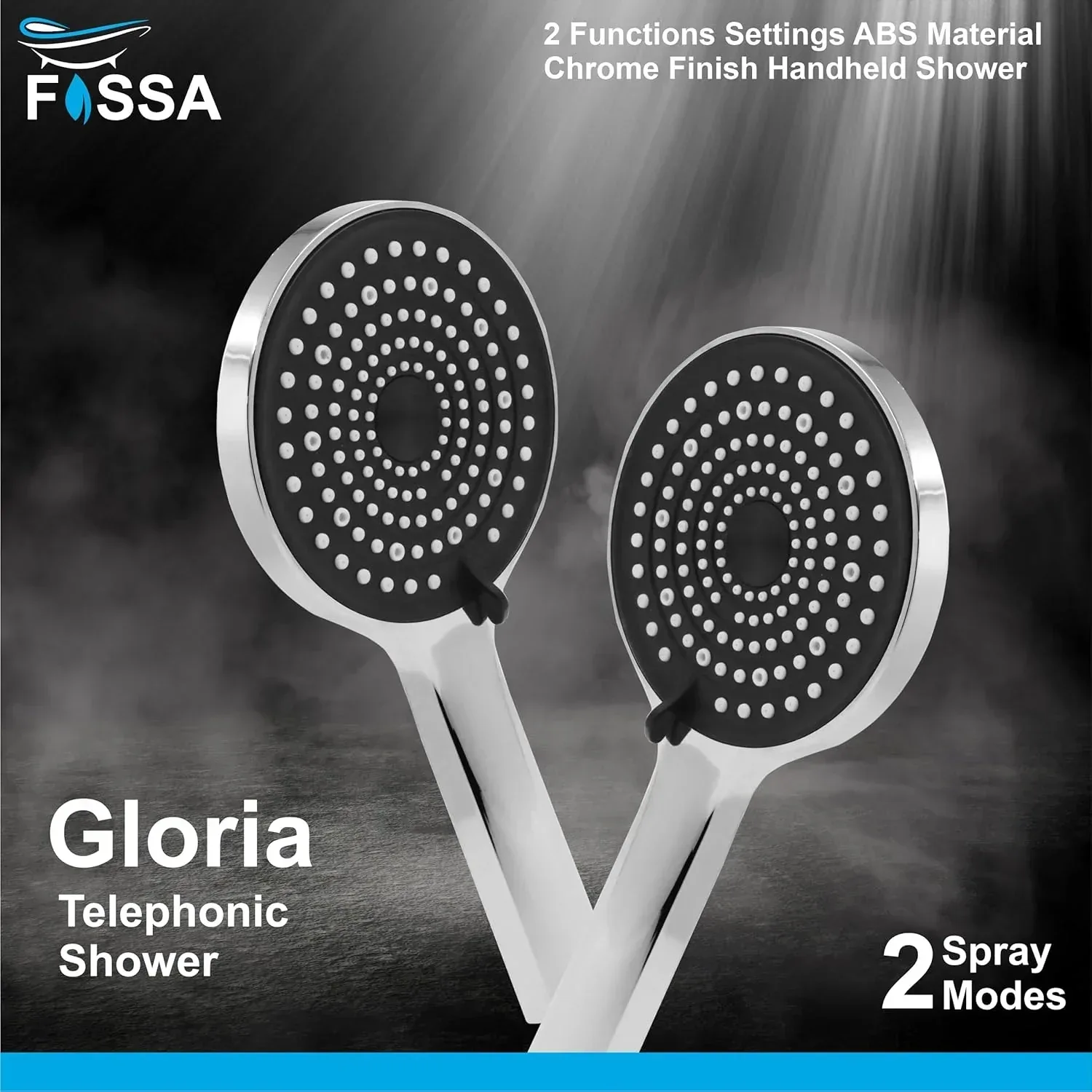Gloria 2 Modes Chrome Finish Hand Shower With 1.5 Meter 304- Grade Stainless Steel Hose Pipe & Hook - Image 4