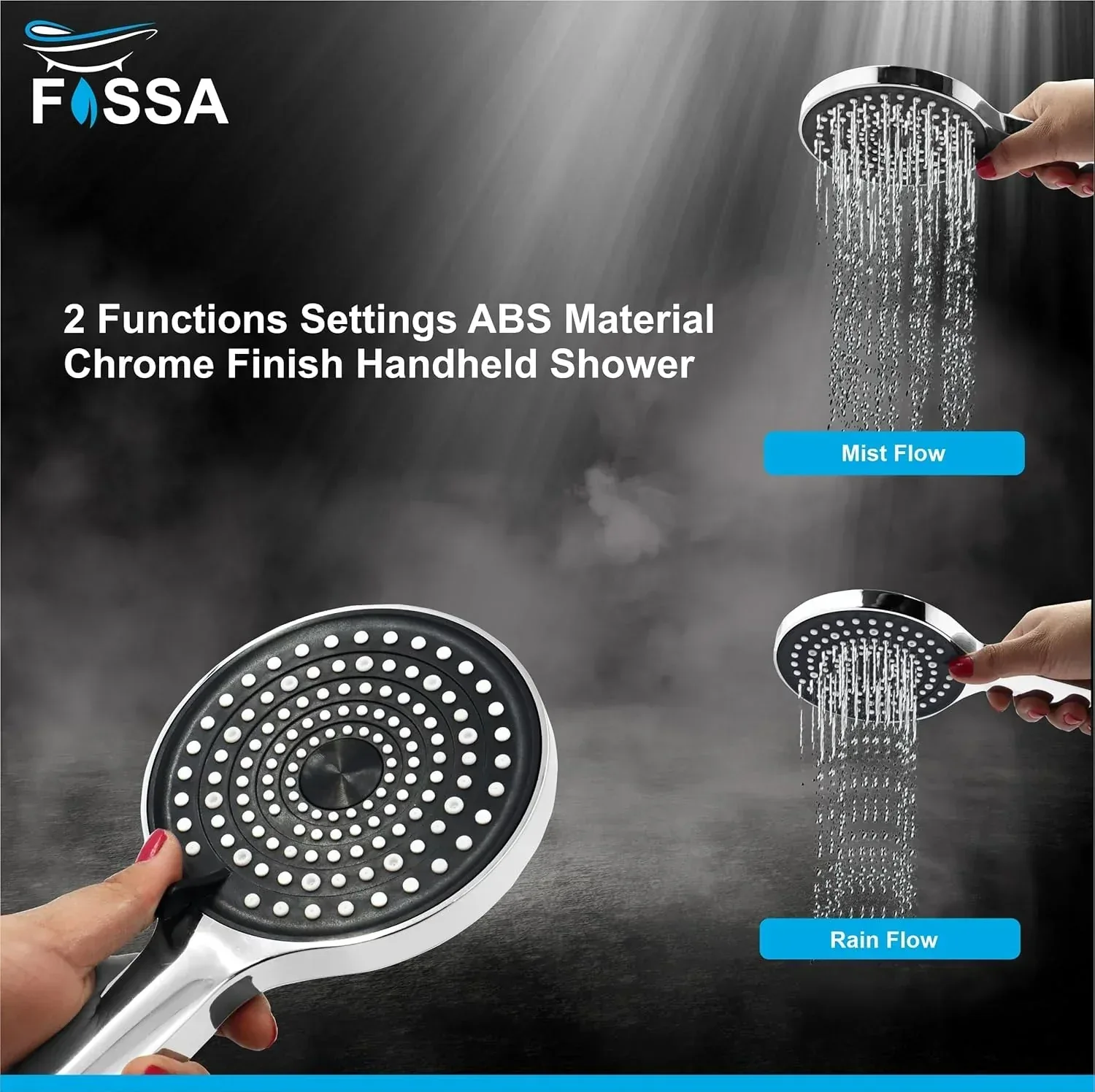 Gloria 2 Modes Chrome Finish Hand Shower With 1.5 Meter 304- Grade Stainless Steel Hose Pipe & Hook - Image 5