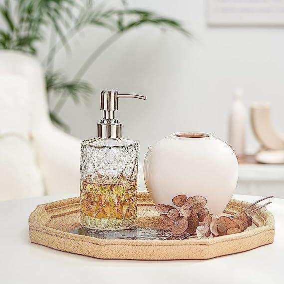 350ml Diamond White Glass Soap Dispenser with 304 Stainless Steel Pump - Image 7