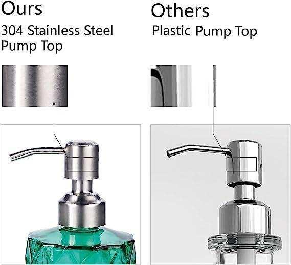 350ml Diamond White Glass Soap Dispenser Green - Image 6