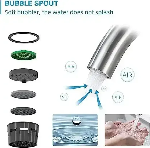 Single-Flow J Bend 360° Hot & Cold Brass Stainless Steel Kitchen Mixer Faucet Silver - Image 5