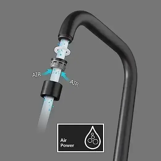 Single-Flow L Bend 360° Hot & Cold Brass Stainless Steel Kitchen Mixer Faucet Black - Image 8