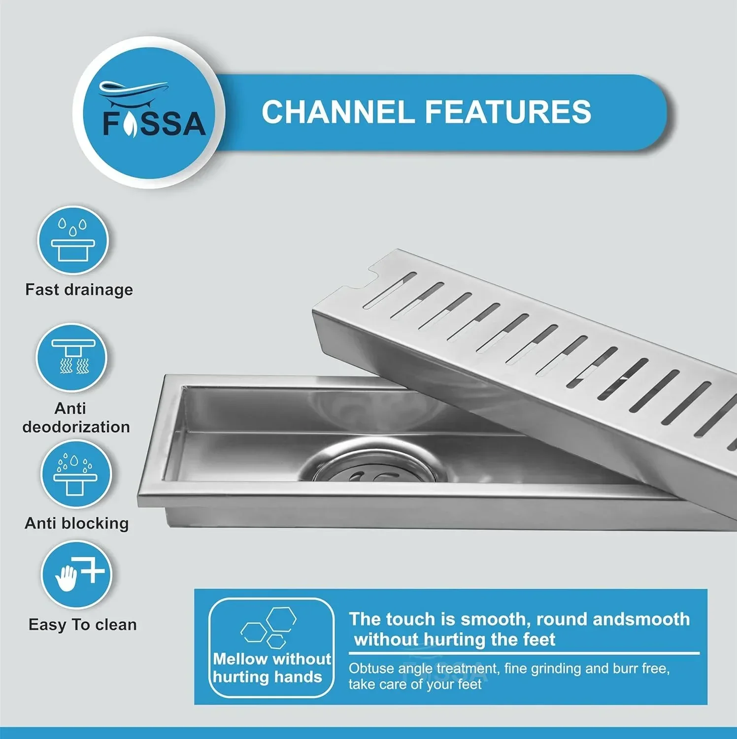 Linear (24 x 4 Inches) 304 Grade Brushed Shower Drain Channel Floor Drain - Image 4