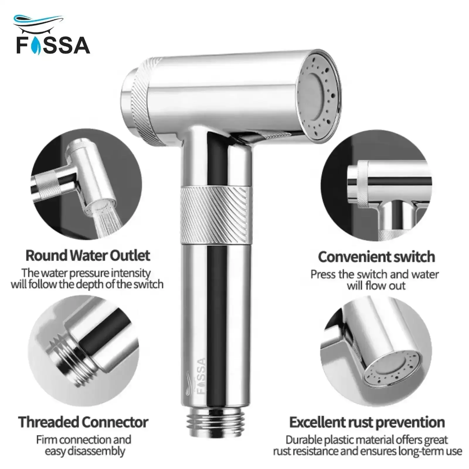 Magneto Silver ABS Health Faucet with 1 Meter 304-Grade SS Hose Pipe & Hook - Image 3