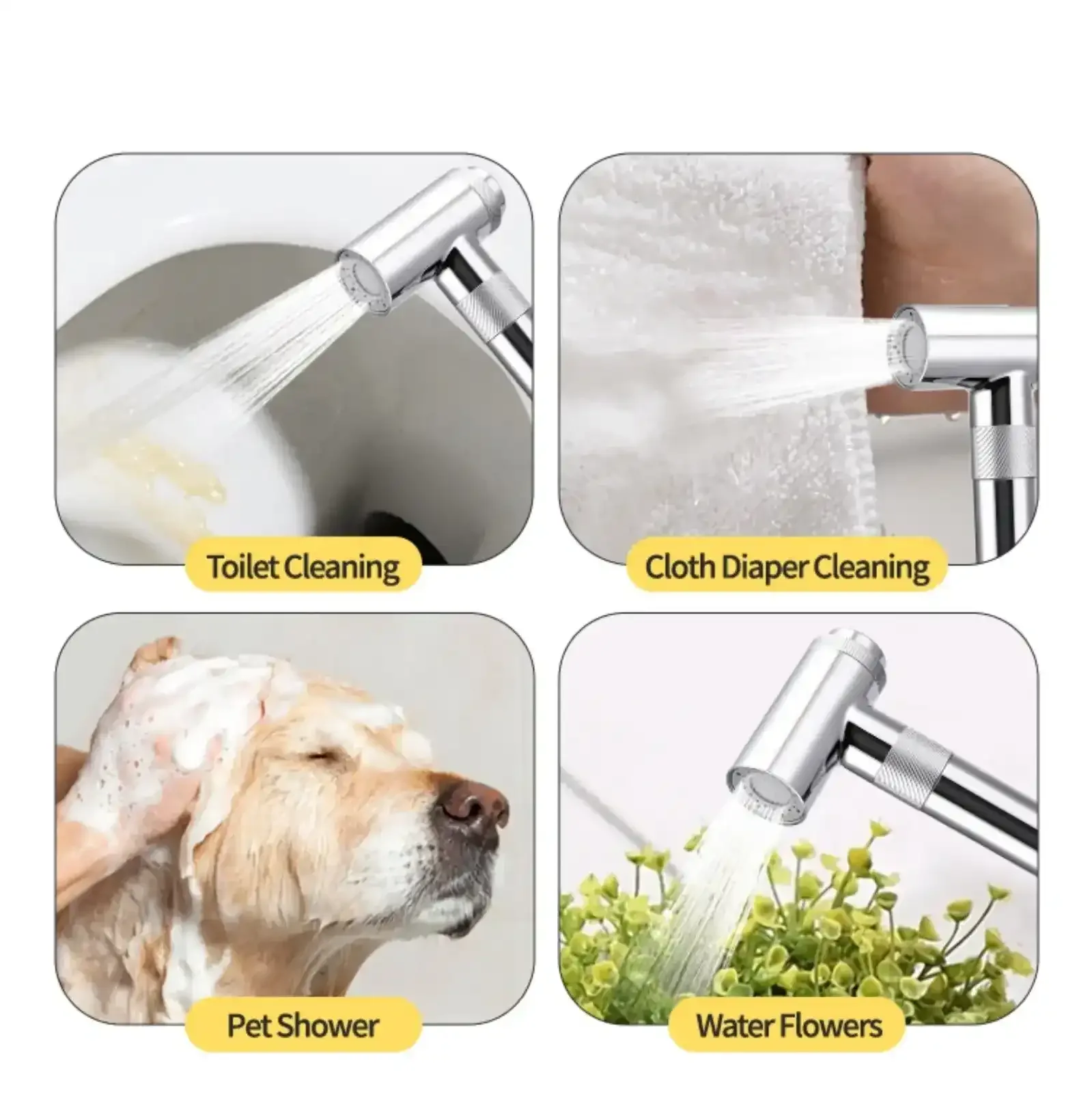 Magneto Silver ABS Health Faucet with 1 Meter 304-Grade SS Hose Pipe & Hook - Image 4