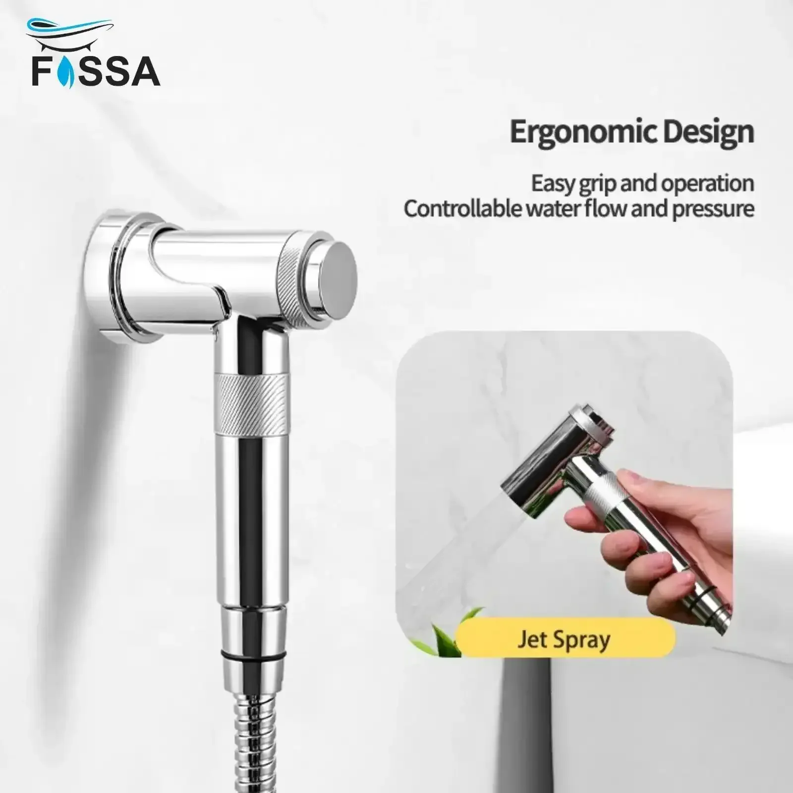 Magneto Silver ABS Health Faucet with 1 Meter 304-Grade SS Hose Pipe & Hook - Image 5