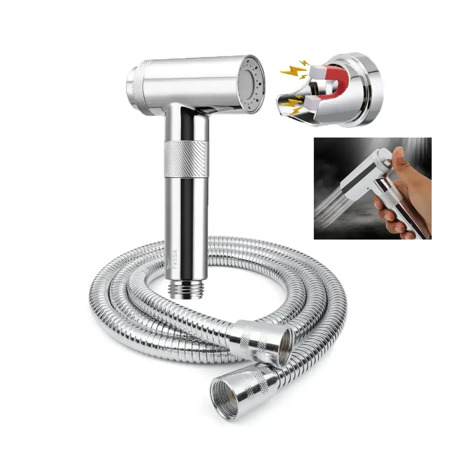 Magneto Silver ABS Health Faucet with 1 Meter 304-Grade SS Hose Pipe & Hook - Image 8