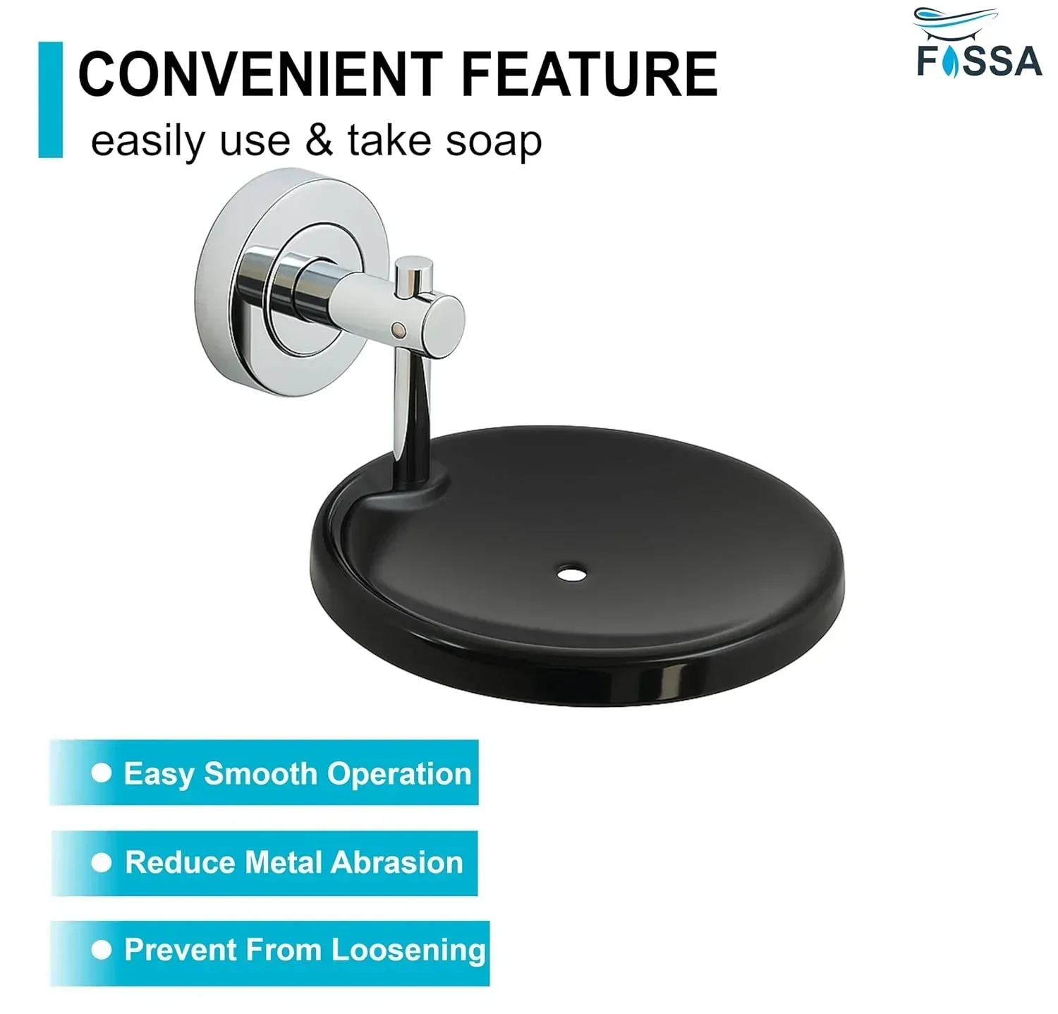 Round Stainless Steel Wall Mounted Soap Dish – Silver + Black - Image 3