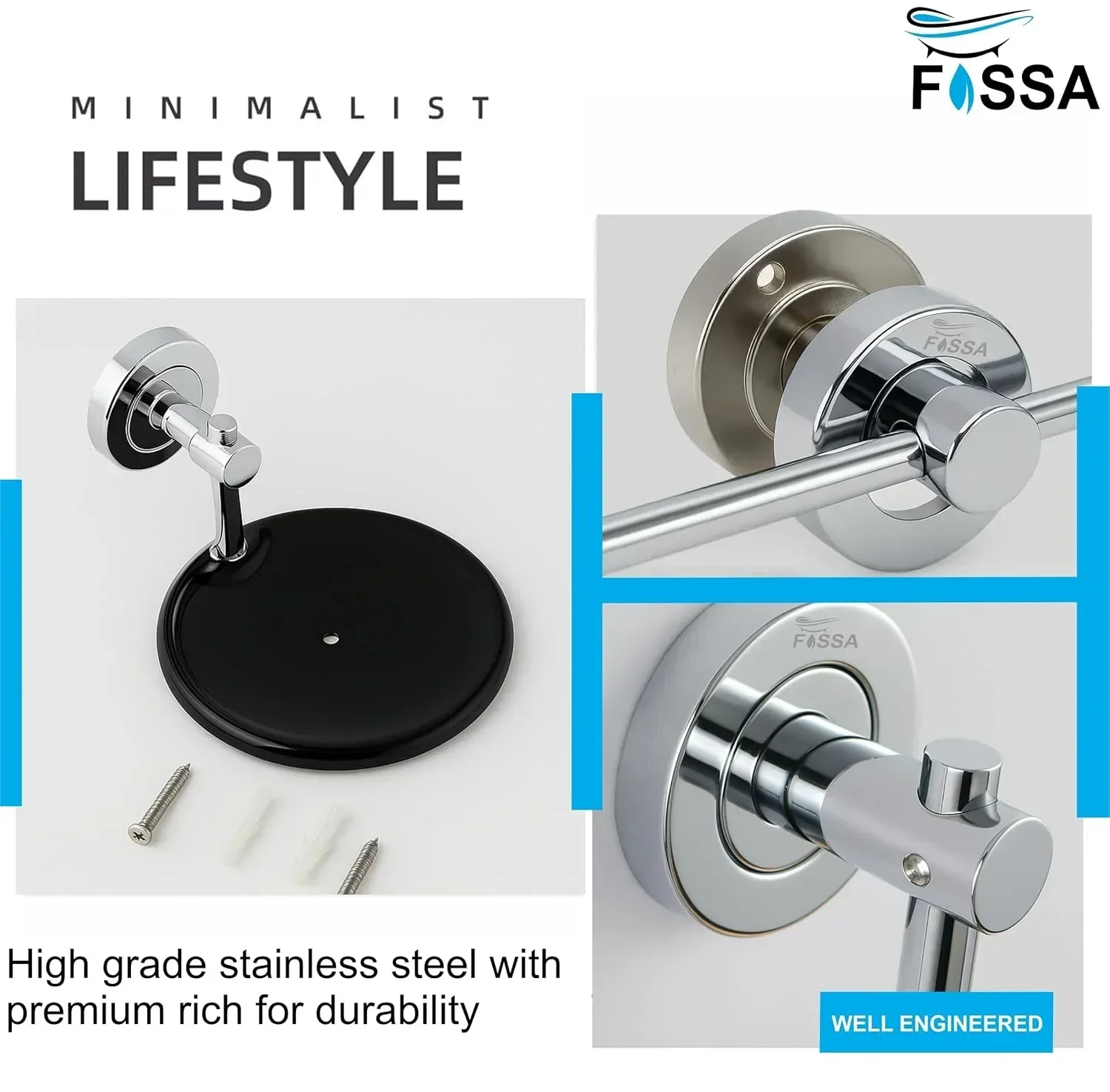 Round Stainless Steel Wall Mounted Soap Dish – Silver + Black - Image 4