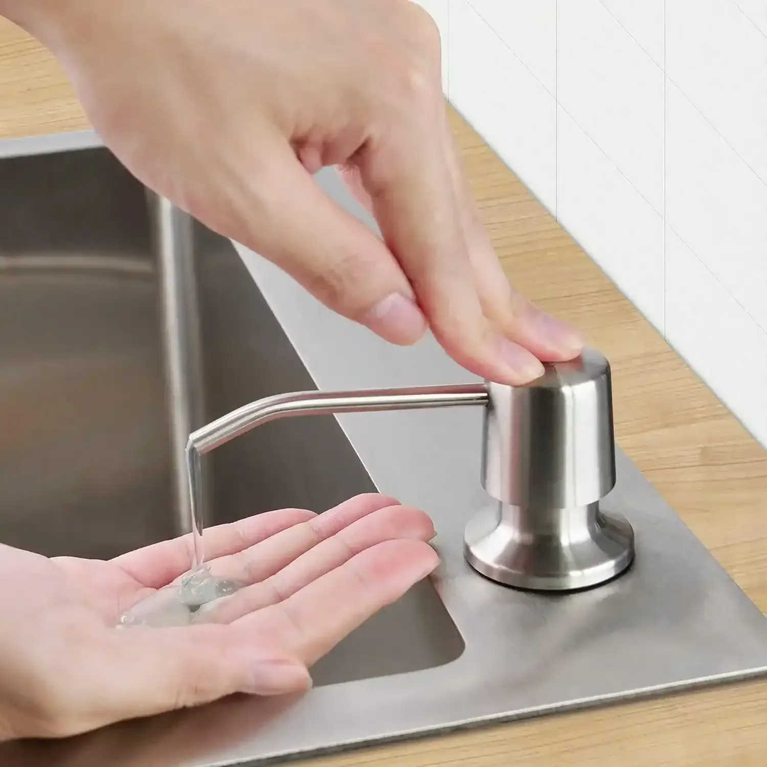 Stainless Steel  Soap Dispenser for Kitchen Sink 300ml  Silver - Image 4