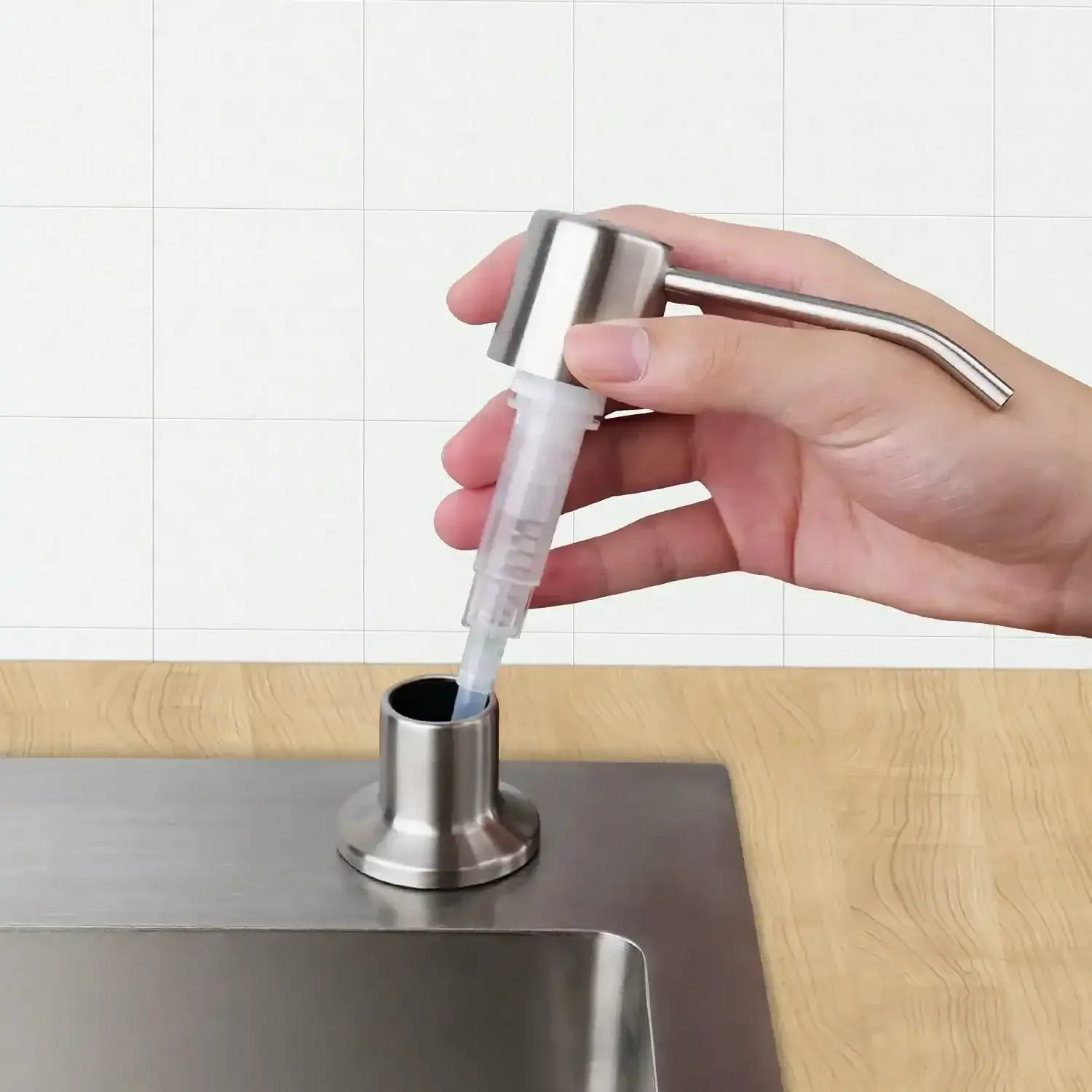 Stainless Steel  Soap Dispenser for Kitchen Sink 300ml  Silver - Image 5