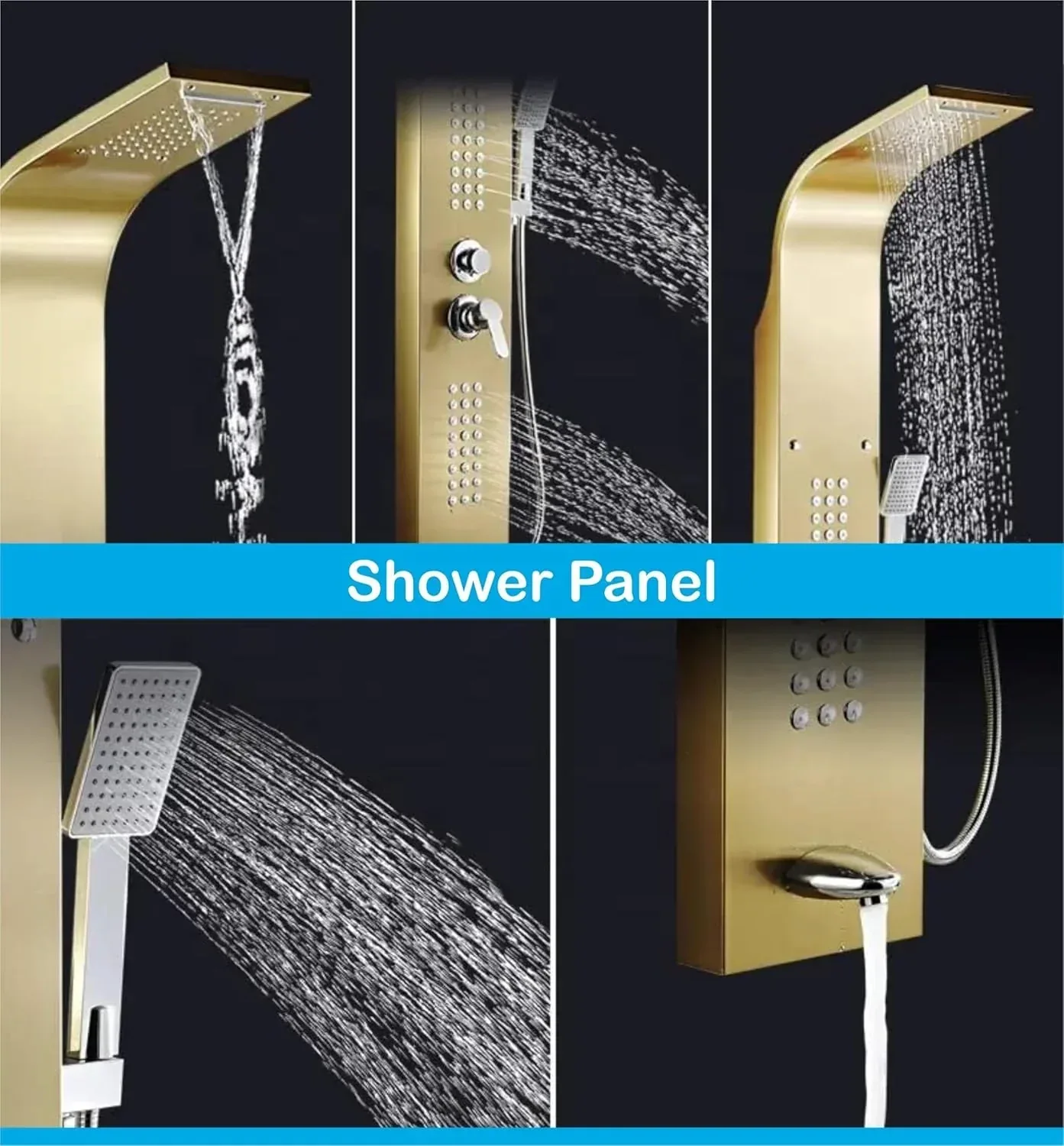 Smart Waterfall Shower Panel Set (Gold) - Image 4