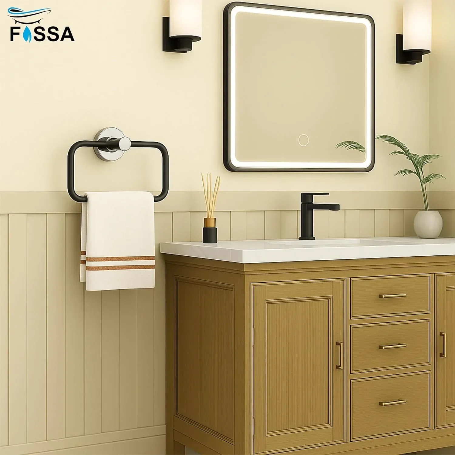 Square Stainless Steel Towel Ring Black-Silver - Image 7