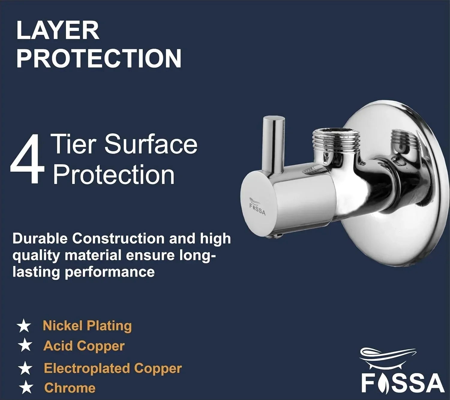 Fossa Stainless Stell Angle Valve silver - Image 3