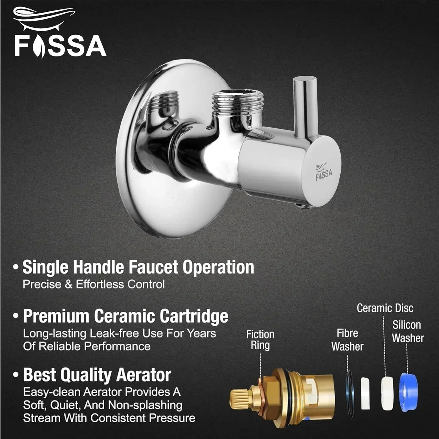Fossa Stainless Stell Angle Valve silver - Image 4