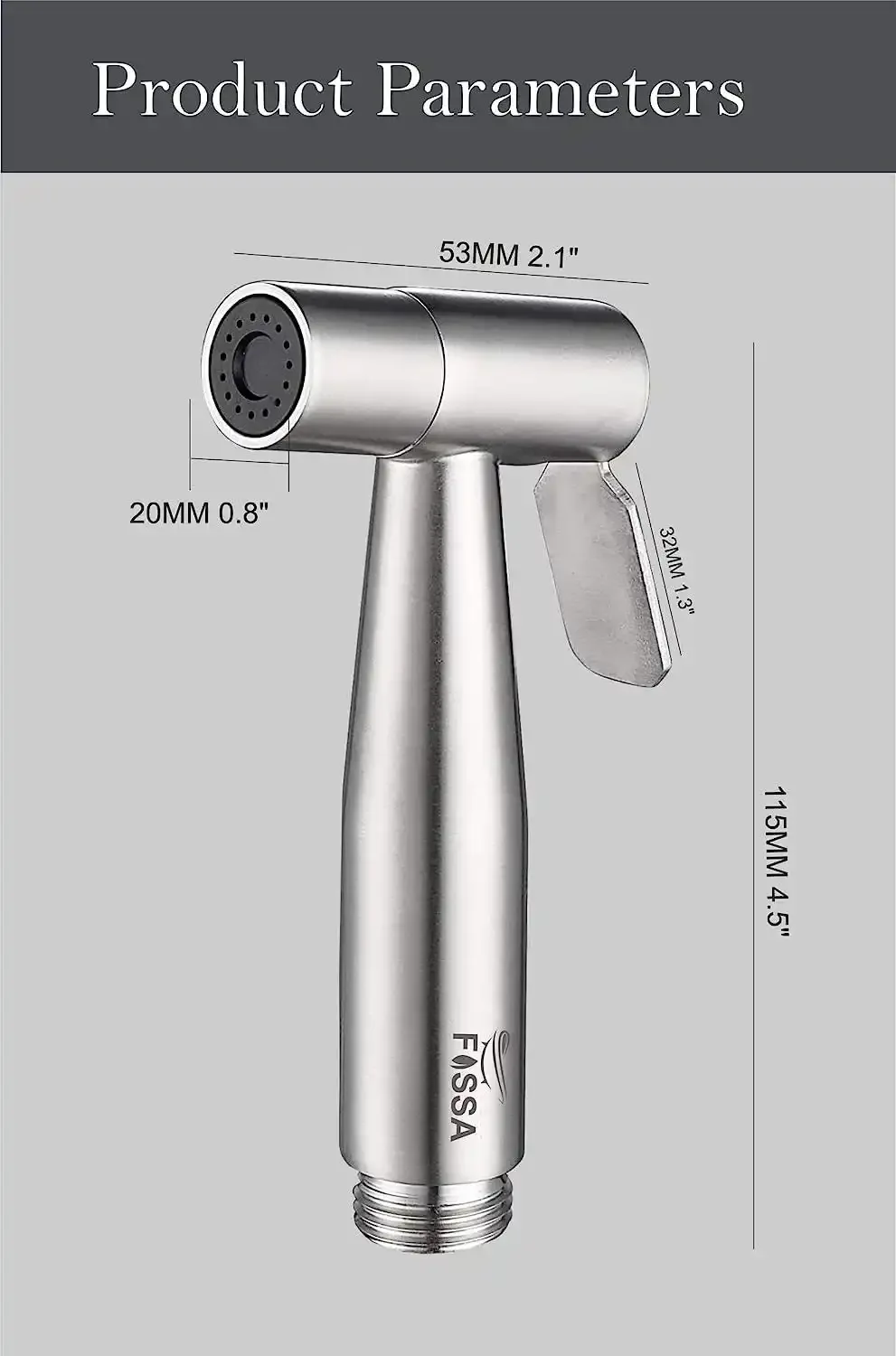 Hand Held Bidet Sprayer Silver ABS Health Faucet with 1 Meter 304-Grade SS Hose Pipe & Hook - Image 3